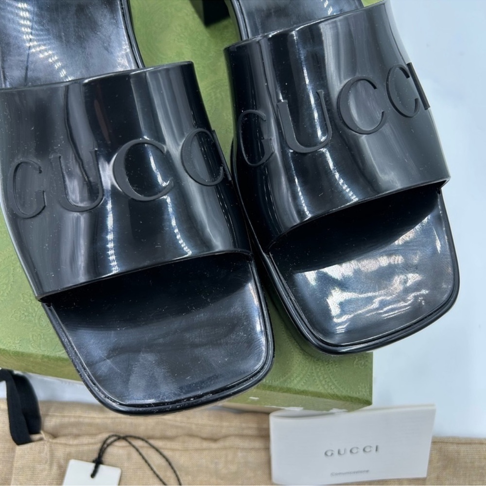 Gucci Black Women's Slide Sandals low heel. Size 41 made in Italy. - Picture 4 of 12